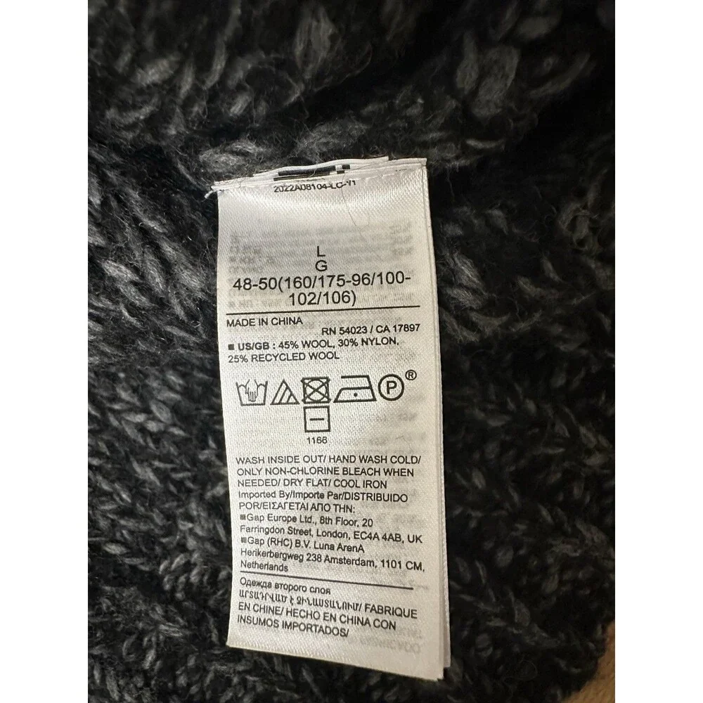 Banana Republic Men's Gray Cable-Knit Mock Neck Wool Blend Fisherman Sweater L